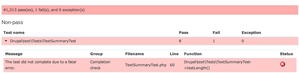 Single test failure